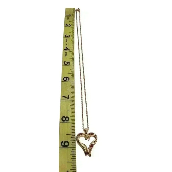 Ruby Large Heart Pendant Necklace 14K Gold EP & Chain cz accents - Picture 6 of 13